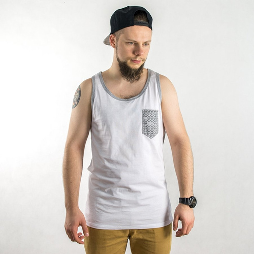 Boar Clothing tanktop singlet Samar white / grey heather