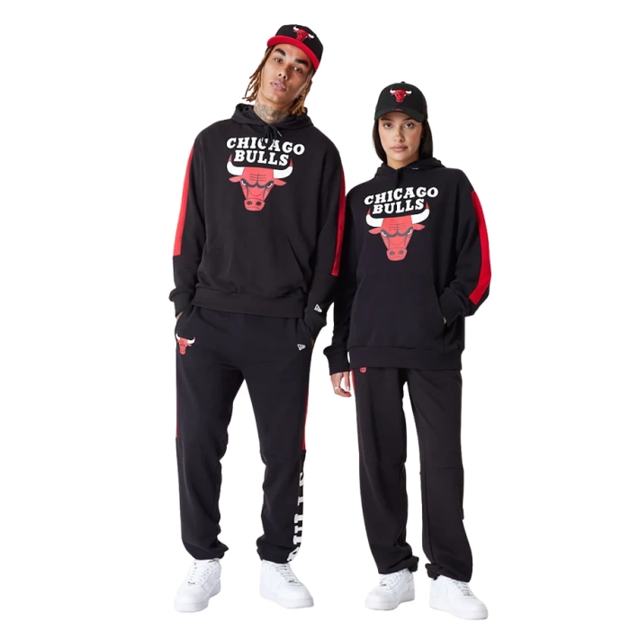 New Era bluza męska z kapturem Colour Block NBA Chicago Bulls black