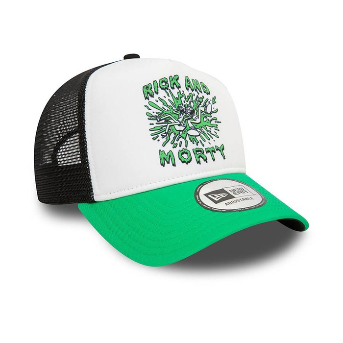 New Era Trucker Cap Character Rick&Morty Teleport Slime white-green-black