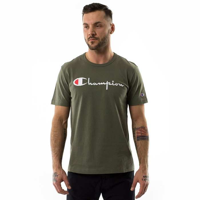 Koszulka męska Champion t-shirt Reverse Weave Embroidered Script Logo Tee Khaki (210972/S18/GS518)