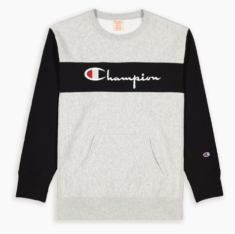 Bluza męska Champion Reverse Weave crewneck Colour Block Kangaroo Pocket Oversized grey heather (214149/EM004) 