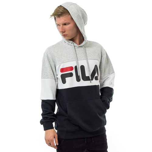 Bluza męska FILA hoody Night Blocked light grey melange / black / bright white (687001-A220)