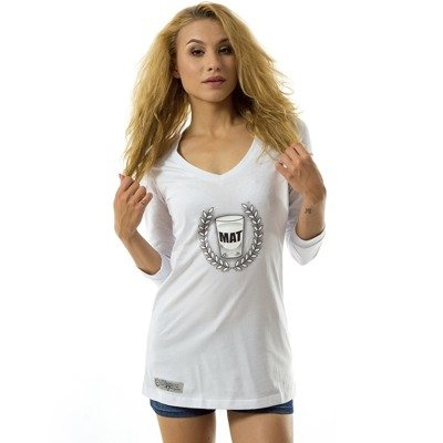 MAT Wear koszulka damska 3/4 v-neck WMNS Logo Shadow white
