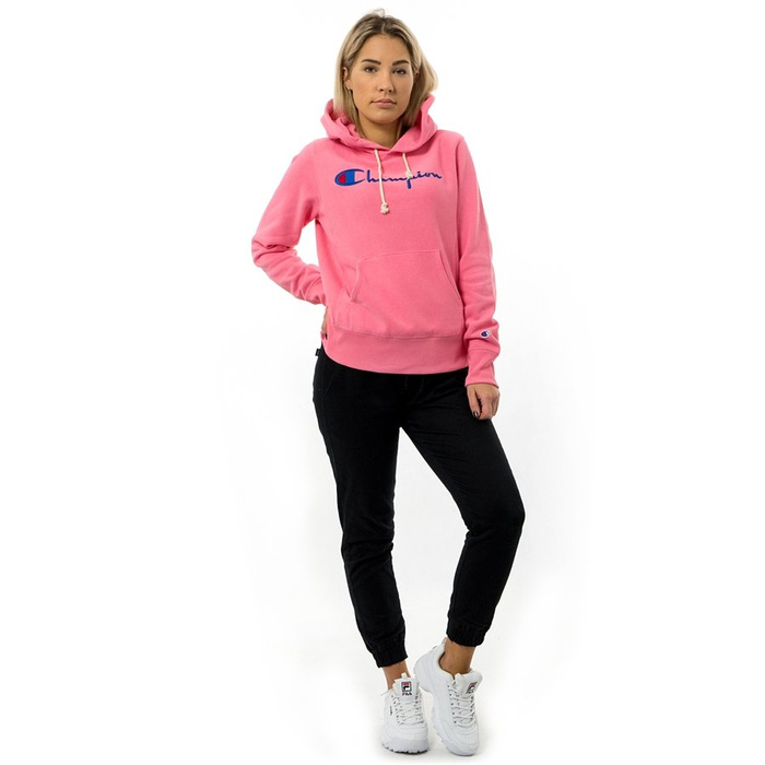 Champion Bluza damska z kapturem hoody WMNS Reverse Weave Emb.Script Logo soft pink (111555/F19/PS125)