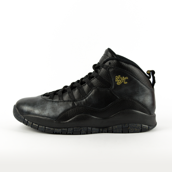 Air Jordan 10 Retro NYC Black / Black-Dark Grey / Metallic Gold (310805-012)