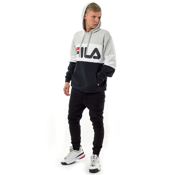 FILA sweatshirt hoody Night Blocked light grey melange / black / bright white (687001-A220)