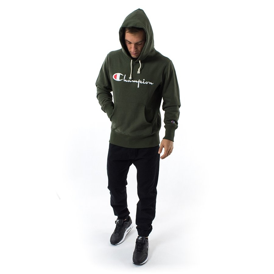 Champion Reverse Weave Hoodie Champion Olive Green Sweatshirt - Main Image