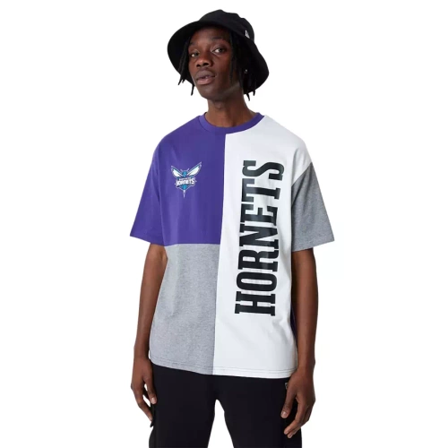 New Era koszulka męska Cut And Sew Oversized NBA Charlotte Hornets purple-white-grey