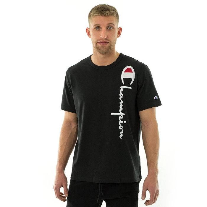 Koszulka męska Champion t-shirt Reverse Weave Vertical Script Logo Back black (212975/S19/KK001)