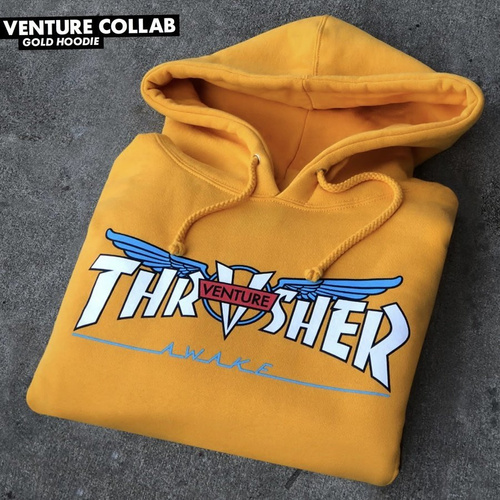 Thrasher x Venture Bluza damska z kapturem hoody Collab Gold