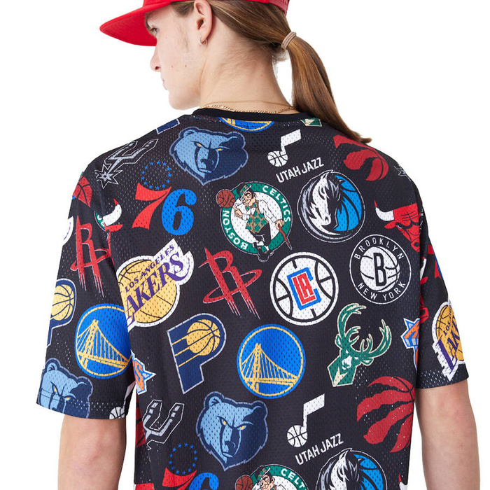New Era t-shirt NBA All Over Print Oversized Mesh black