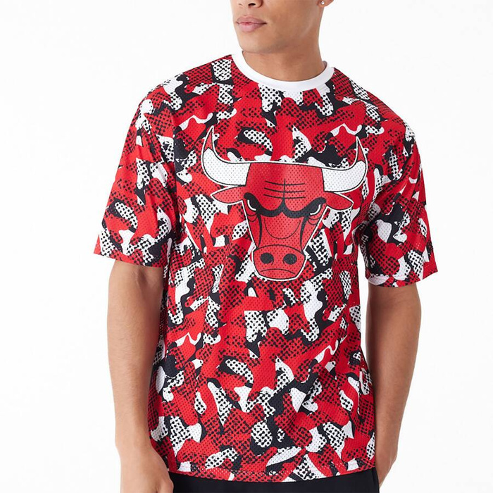 New Era t-shirt All Over Print Mesh NBA Chicago Bulls Oversized T-Shirt red