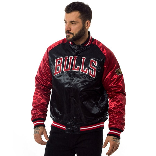 Kurtka męska Mitchell and Ness NBA Tough Season Satin Jacket Chicago Bulls black / red