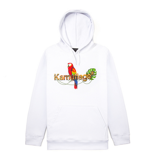 Kamuflage* bluza męska z kapturem Hoodie Papuga white