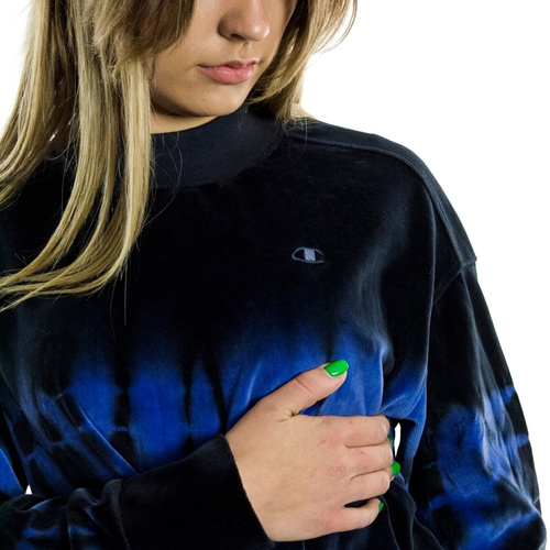 Champion sweatshirt crewneck Premium Reverse Weave Tie Dye Higneck Velour black / blue (113633/F20/BS505)