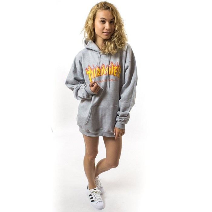 Thrasher Magazine Bluza damska z kapturem hoody WMNS Flame Logo grey