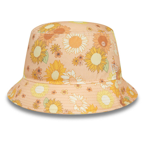 New Era Womens Floral All Over Print Bucket Hat peach