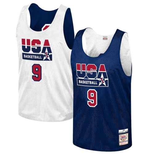 Dwustronna koszulka koszykarska męska Mitchell and Ness USA Basketball Michael Jordan Training 1992 Dream Team Authentic Reversible Practice Jersey navy / white