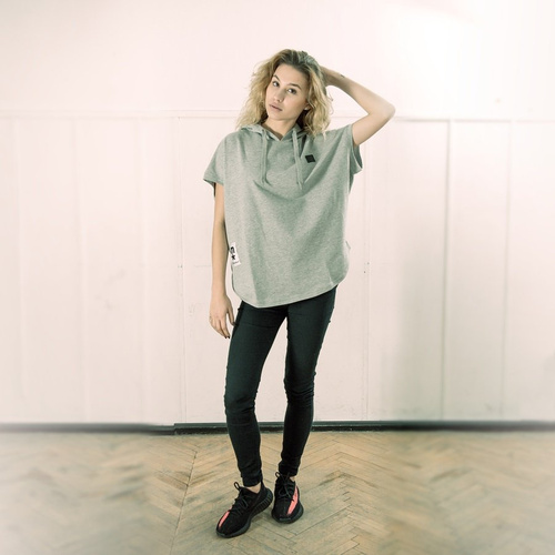 MLimited Leather Patch WMNS Vest Hoody grey heather