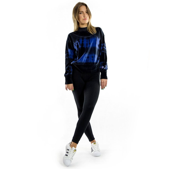 Champion sweatshirt crewneck Premium Reverse Weave Tie Dye Higneck Velour black / blue (113633/F20/BS505)