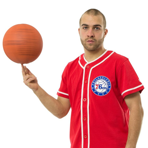 Koszulka męska New Era shooting shirt NBA Button Up Philadelphia 76ers red 