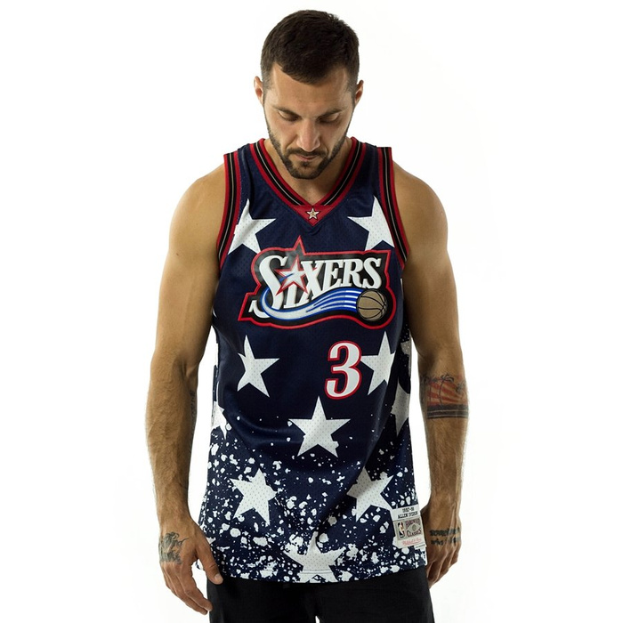 Mitchell and Ness swingman jersey Philadelphia 76ers 4th July Allen Iverson 1997-98 navy / red