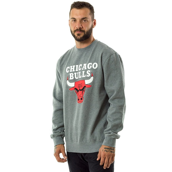 Bluza męska Mitchell and Ness crewneck Team Logo Crew Chicago Bulls grey heather