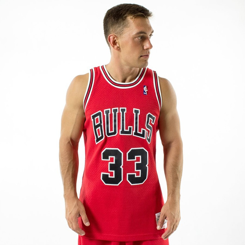 Koszulka koszykarska męska Mitchell and Ness Swingman Jersey 2.0 HWC Chicago Bulls Scottie Pippen away 1997-98 red (kolekcja młodzieżowa)