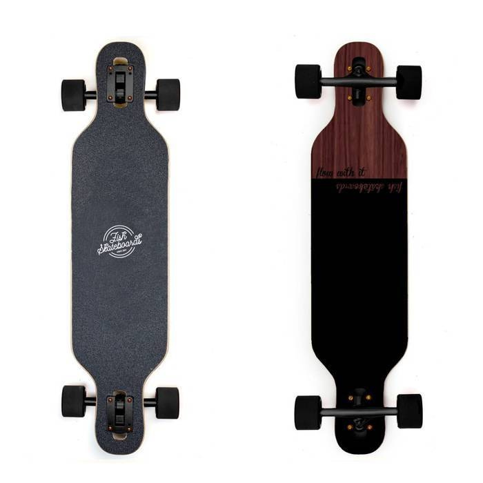 Fish Skateboards Longboard cruzer Flow black / wood 8" x 35"