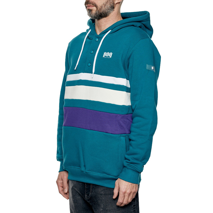 BOR Bluza męska z kapturem hoodie Lines Premium teal
