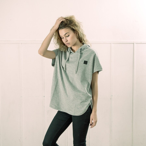 Bluza damska z kapturem MLimited bezrękawnik Leather Patch WMNS Vest Hoody grey heather