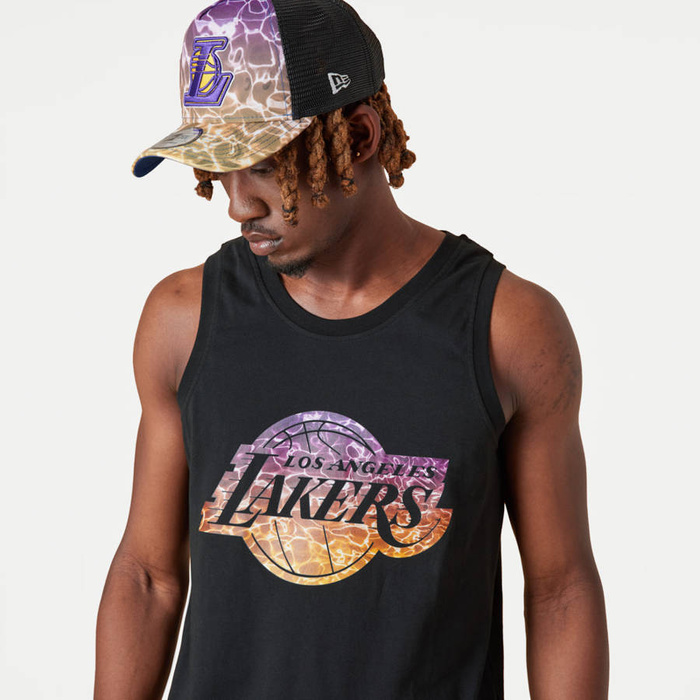 New Era tank top NBA logo Water Print Los Angeles Lakers black