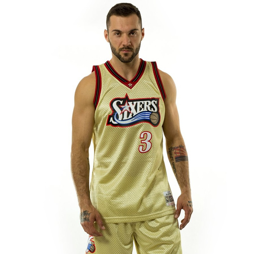 Mitchell and Ness gold swingman jersey QS Philadelphia 76ers Allen Iverson gold / red