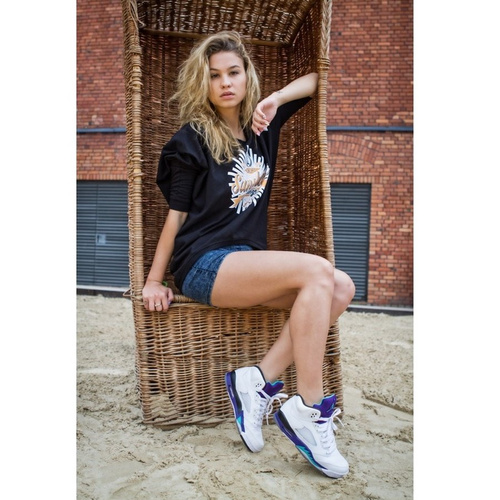 Melanżowe Akcesoria Tekstylne WMNS Oversize Tee Sunshine Melange black