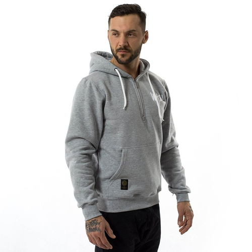 Mass Denim sweatshirt hoody Half Zip Signature Anniversary light heather grey
