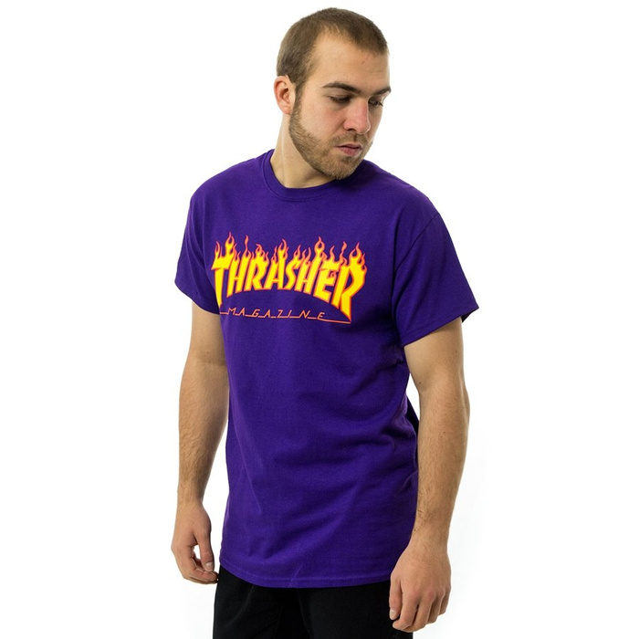 Koszulka męska Thrasher t-shirt Flame Logo purple N