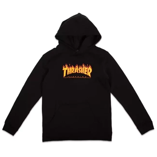 Thrasher Magazine Bluza dziecięca z kapturem hoodie Kids Flame Logo black