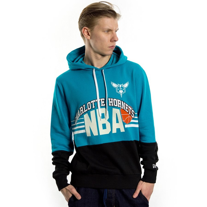 New Era bluza męska z kapturem NBA Throwback Charlotte Hornets black / teal