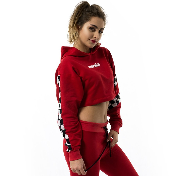 Marska sweatshirt short hoodie Checkerboard red