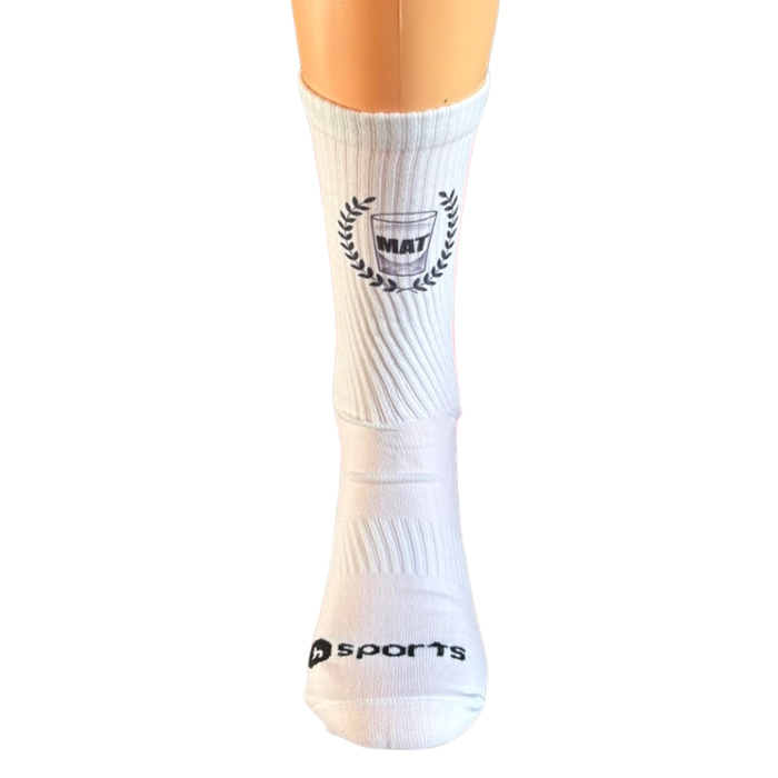hSports x MAT Wear basketball socks MAT Front Logo white