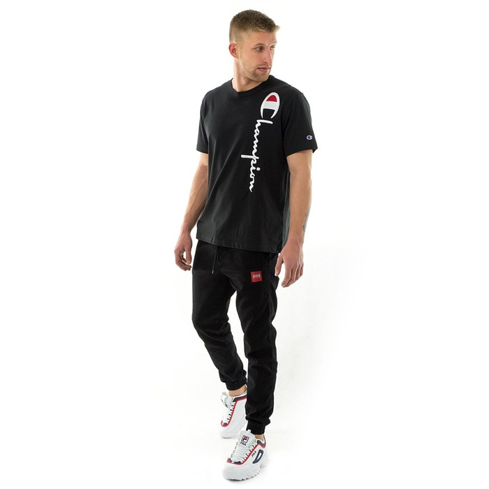 Koszulka męska Champion t-shirt Reverse Weave Vertical Script Logo Back black (212975/S19/KK001)