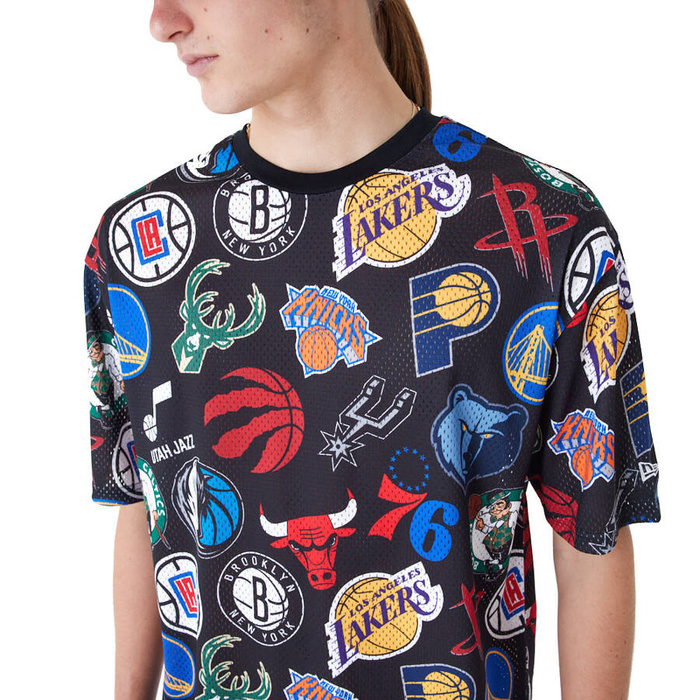 New Era t-shirt NBA All Over Print Oversized Mesh black