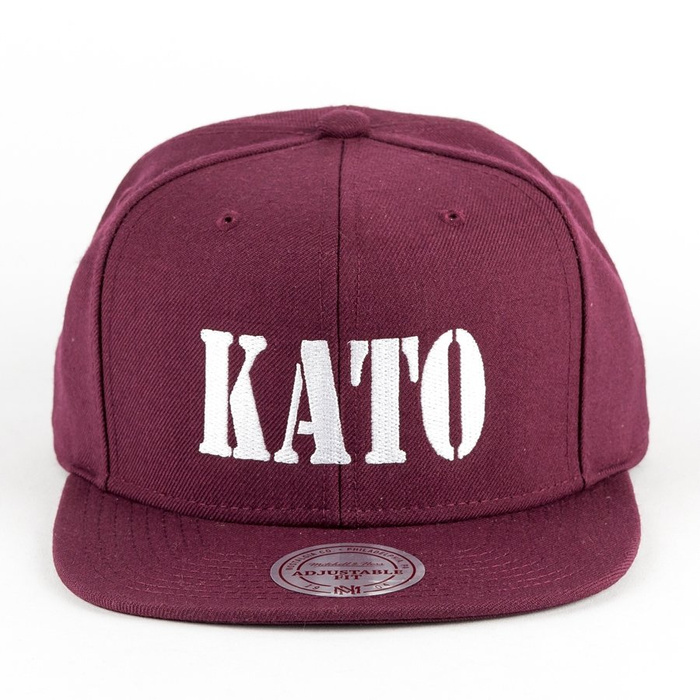 Melanżowe Akcesoria Tekstylne x Mitchell and Ness snapback KATO Script burgundy