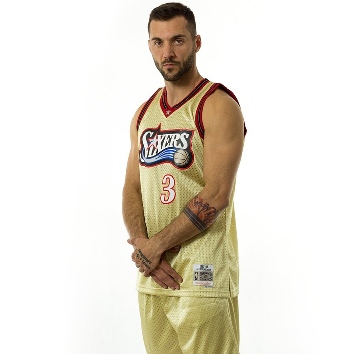 Mitchell and Ness gold swingman jersey QS Philadelphia 76ers Allen Iverson gold / red