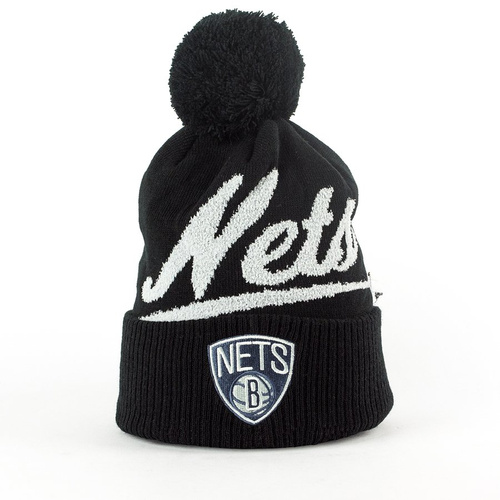 Czapka zimowa Mitchell and Ness Greyton Script Pom Beanie Brooklyn Nets black / grey