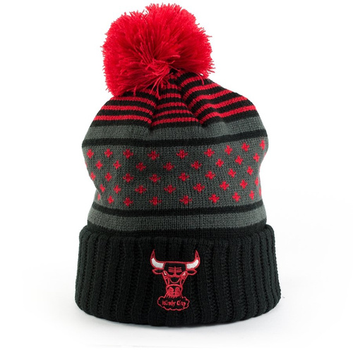 Czapka zimowa Mitchell and Ness Highlands 2.0 Pom Chicago Bulls red / black