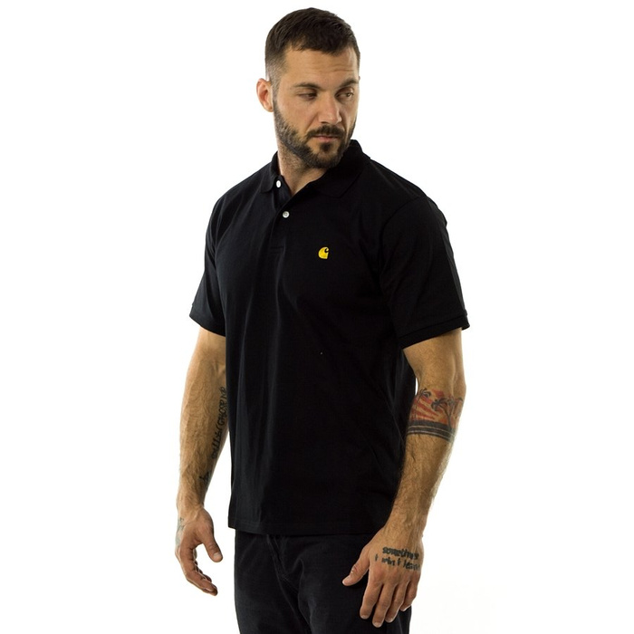Koszulka męska Carhartt WIP Chase Polo black / gold