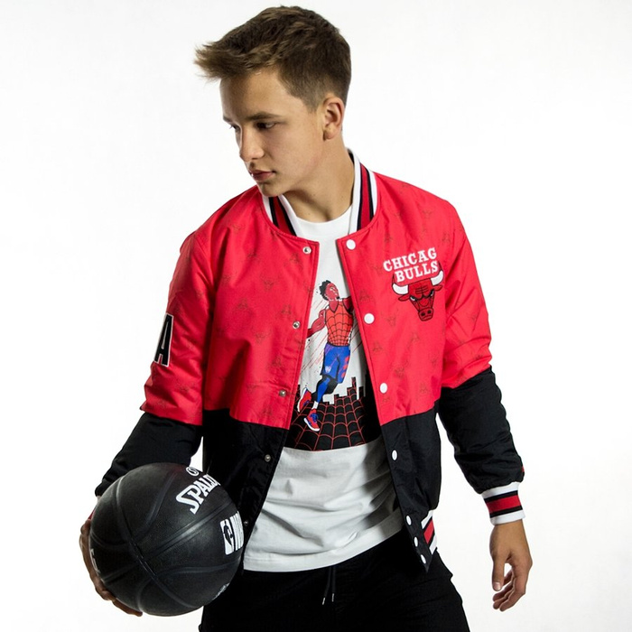 Kurtka męska New Era jacket NBA Colour Block Bomber Chicago Bulls red / black