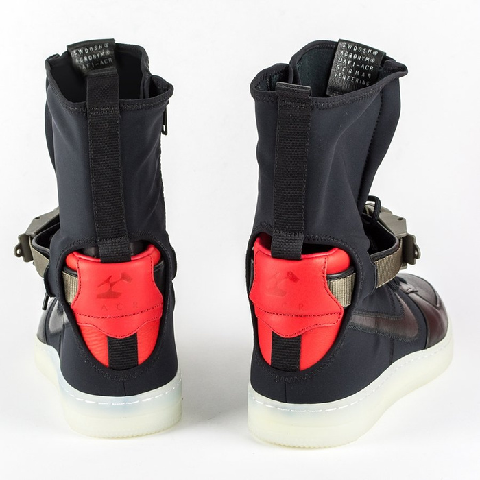 NikeLAB x Acronym Air Force Downtown 1 Hi SP black / black - bright crimson (649941-006)