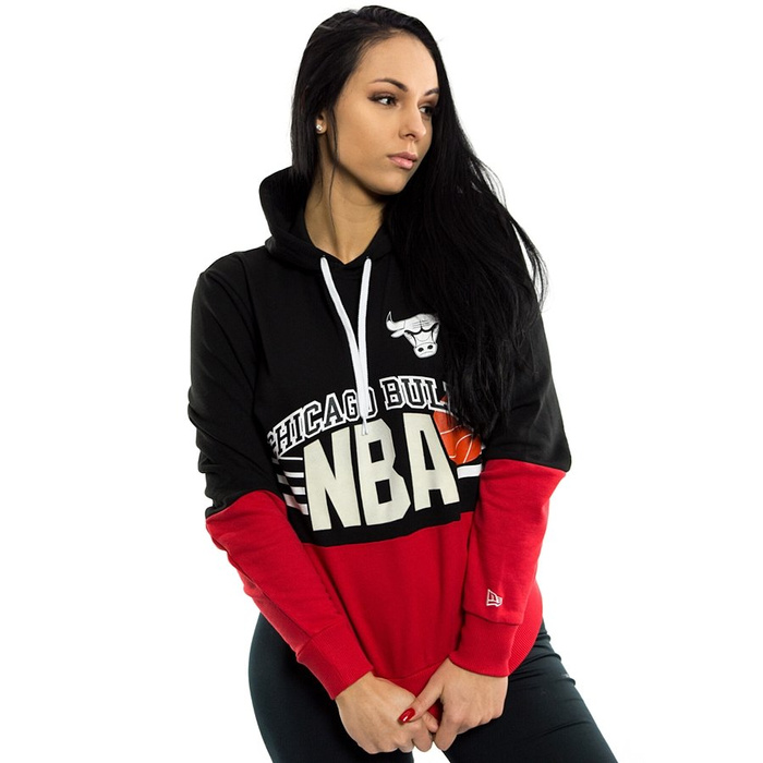 Bluza damska z kapturem New Era hoody NBA Throwback Chicago Bulls black / red